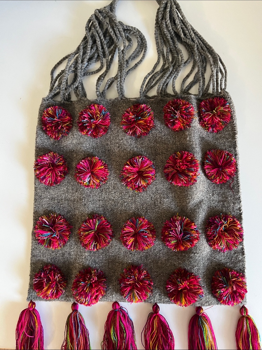 Beautiful  | handmade tote bag | gray and burgundy | Mexican style